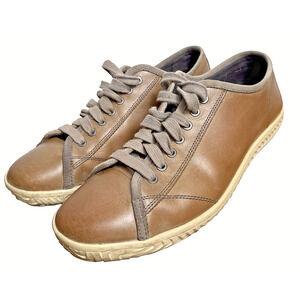 John Varvatos Leather Hattan Low Sneakers Men's 8.5 Brown Casual Lace Up Shoes
